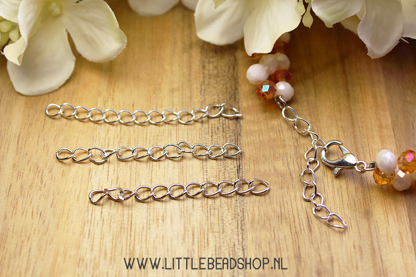 Verlengkettingen zilverkleur, 10 stuks