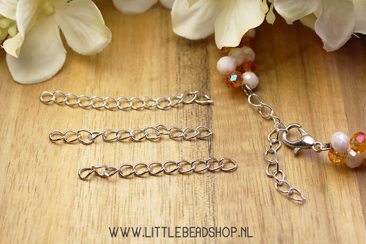 Verlengkettingen zilverkleur, 10 stuks