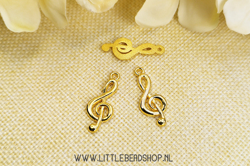 Bedels Muzieknoot goudkleur, per stuk