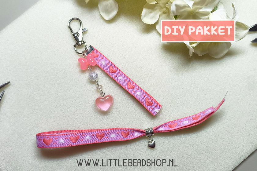DIY-pakket Valentijnsdag Sleutelhanger & Lint Armbandje