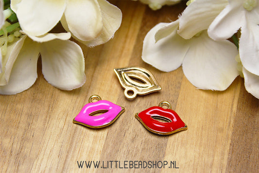Emaille Bedels Lippen / Mondje, per stuk