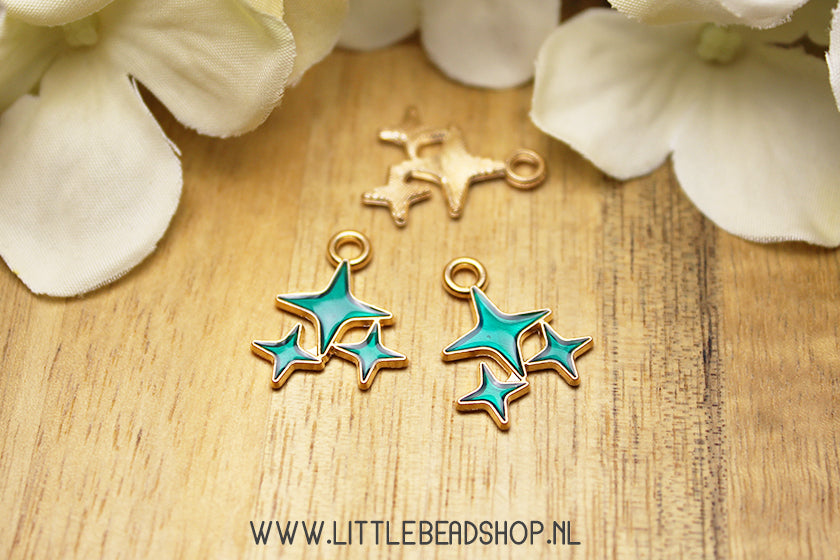 Emaille Bedels Twinkel Ster Zeeblauw, per stuk