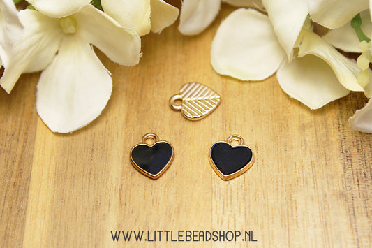 Emaille Bedels Hartje Zwart, per stuk