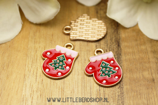 Emaille Bedels Kerstwant met kerstboom, per stuk