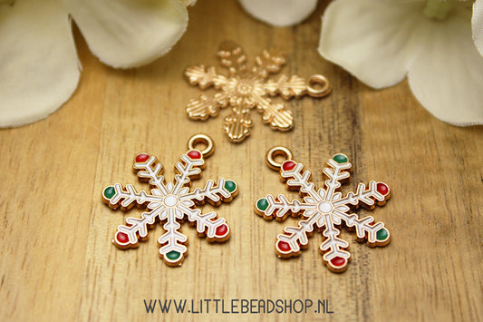 Emaille Bedels Sneeuwvlok groot, per stuk