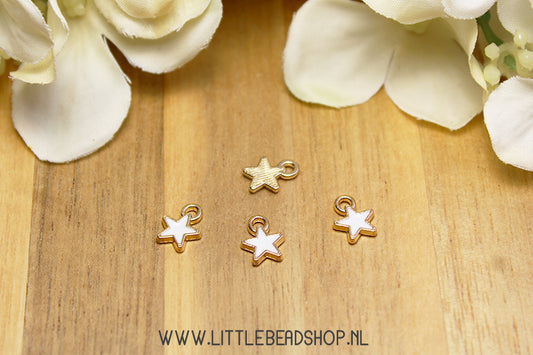 Emaille Bedels Ster Klein Wit, per stuk