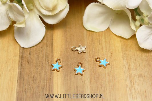 Emaille Bedels Ster Klein Lichtblauw, per stuk