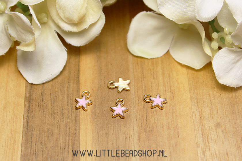 Emaille Bedels Ster Klein Lichtroze, per stuk