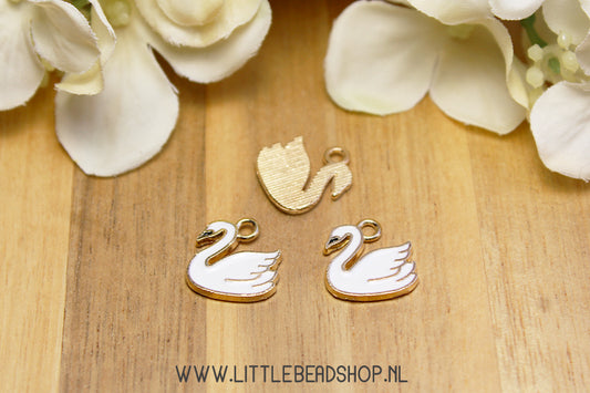 Emaille Bedels Zwaan Wit, per stuk