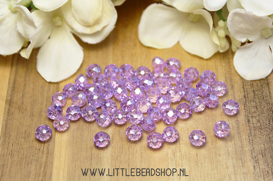 Facet kralen 6mm Light Lavender Purple, 80 stuks