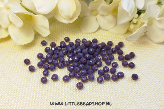 Facet kralen 4mm Basic Dark Purple, +/- 110 stuks