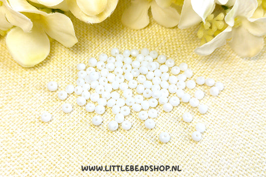Facet kralen 4mm Basic White, +/- 110 stuks