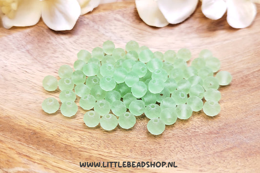 Facet kralen 6mm Frosted Light Green, +/- 80 stuks