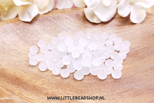 Facet kralen 6mm Frosted Soft White, +/- 77 stuks