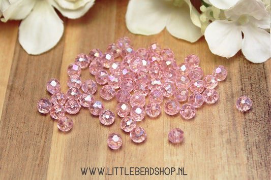 Facet kralen 6mm Transparant Light Pink Shine, 80 stuks