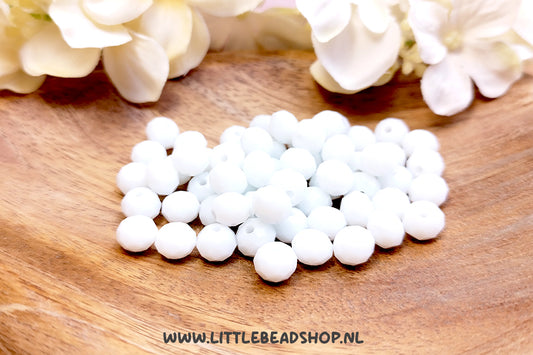 Faceted beads 8mm Basic White Shine rondelle, +/- 60 pieces