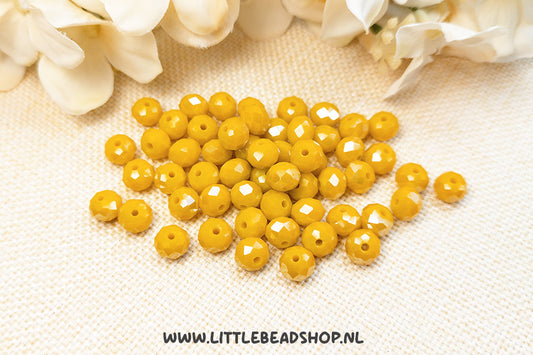 Facet kralen 8mm Oker Geel Shine, +/- 60 stuks