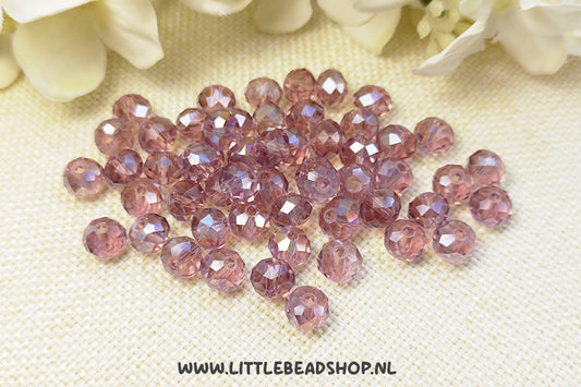 Facet kralen 8mm Licht Druiven Paars Shine, +/- 60 stuks