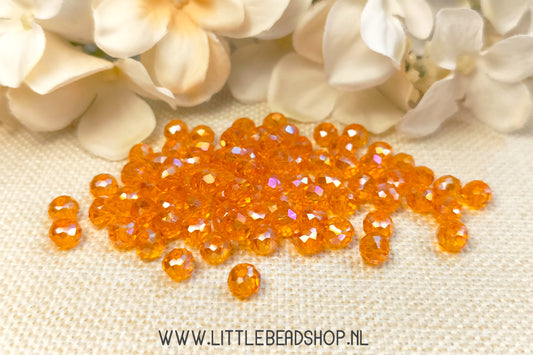 Facet kralen 6mm Transparant Mango Orange Shine, 80 stuks