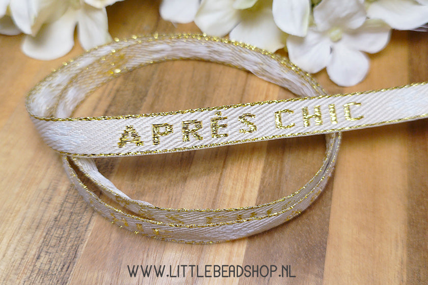 Geweven Lint Aprés Chic Beige & Goud, per meter