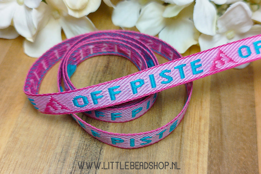 Geweven Lint Off Piste Roze & Blauw, per meter