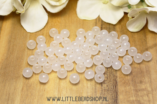 Glaskralen Gemstone Look Off White 6mm, +/- 60 stuks