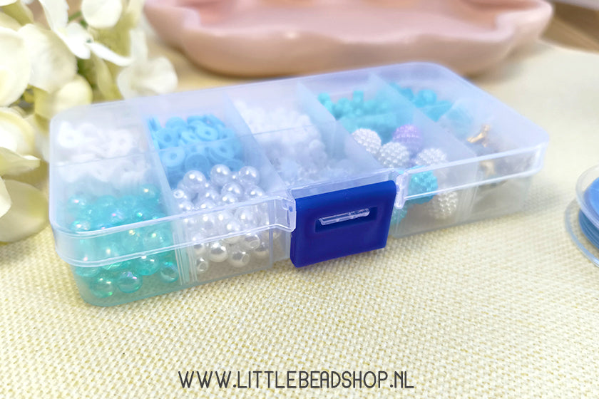 Kralenbox Pastel Blauw Acryl en Glaskralen, per doosje