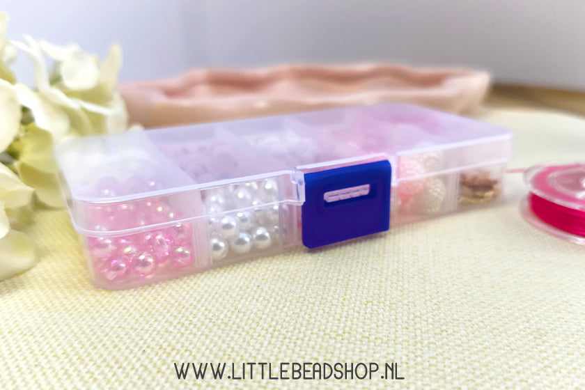 Kralenbox Pastel Roze Acryl en Glaskralen, per doosje