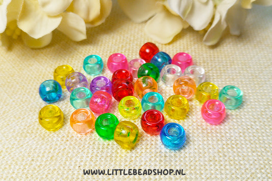 Acrylic beads Basic Transparent Bright, +/- 30 pieces