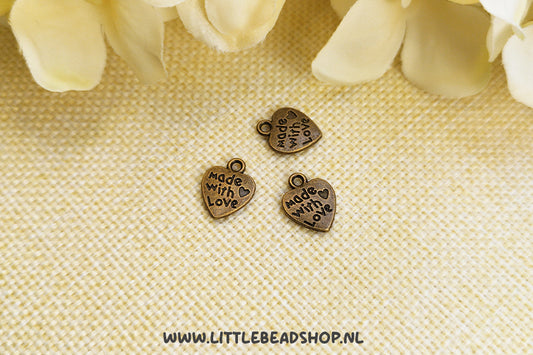 OP=OP Bedels klein Made With Love Antiek-Bronskleur, per stuk