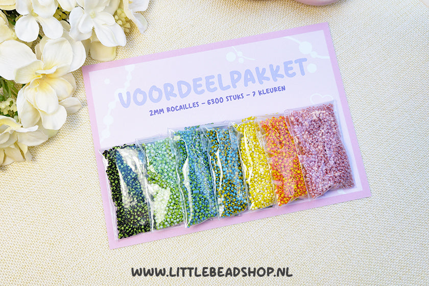Voordeelpakket 2mm Rocailles - Colorful Stripes (uitverkoop!)