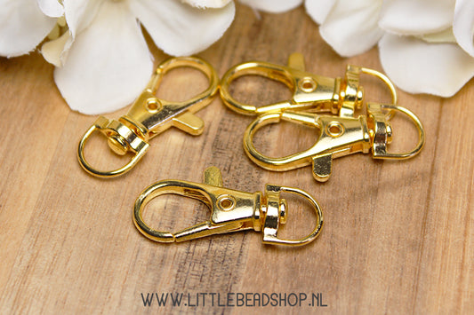 Sleutelhangers karabijn groot goudkleur, per stuk