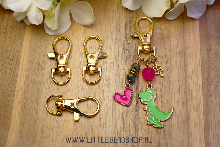 Sleutelhangers karabijn groot goudkleur, per stuk