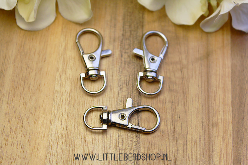 Sleutelhangers karabijn groot zilverkleur, per stuk