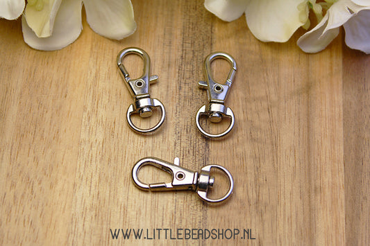 Sleutelhangers karabijn klein zilverkleur, per stuk