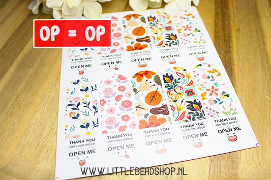 Sluit Stickers Open Me Flowers, per vel