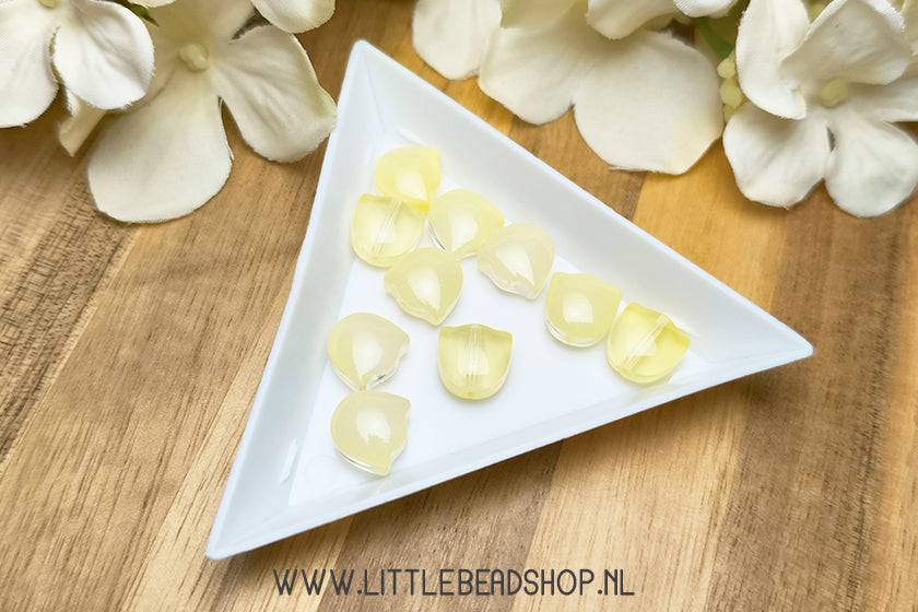 Glaskralen Tulp Bloem licht geel, 10 stuks