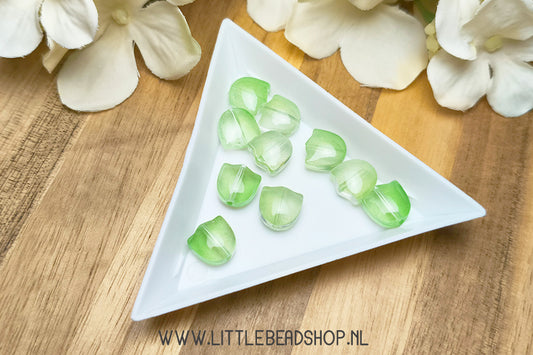 Glaskralen Tulp Bloem licht groen, 10 stuks