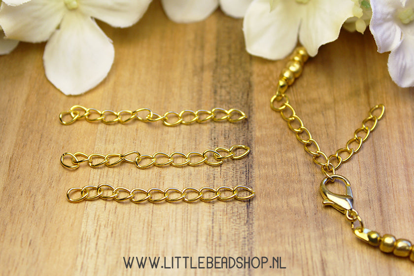 Verlengkettingen goudkleur, 10 stuks