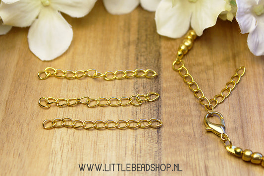 Verlengkettingen goudkleur, 10 stuks