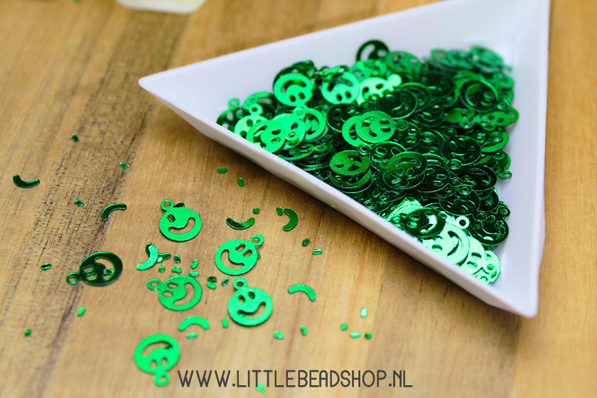 Confetti Smiley Groen 8x6mm, 10 gram