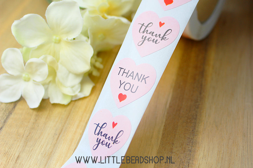 Stickers Thank You Heart Pink 25mm
