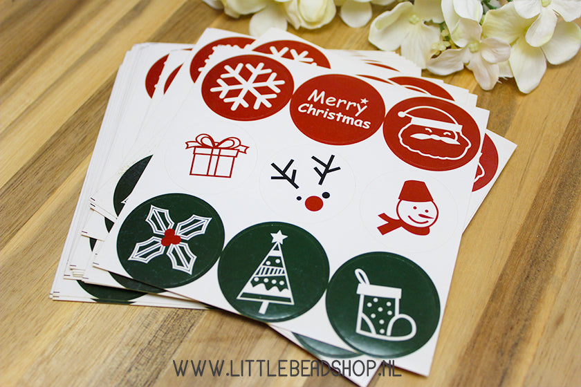 Stickers Red & Green Christmas 35mm, per vel